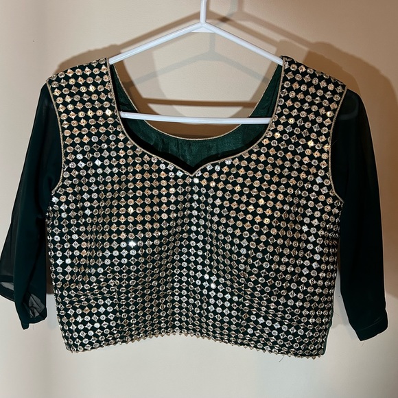 Lengha with top and dupatta, forest green, worn once - Picture 7 of 8